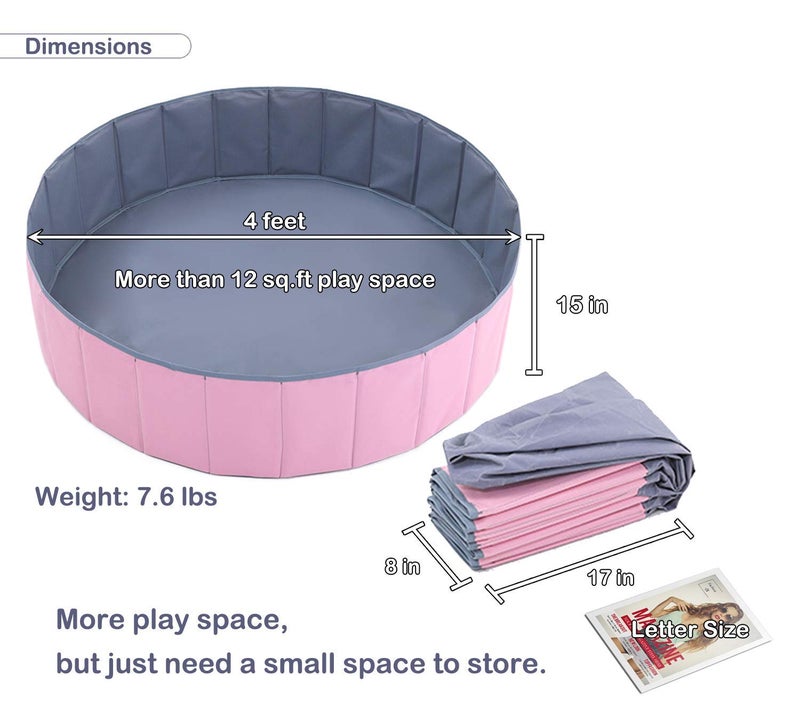 WWS 4 feet Ball Pit for Kids/Baby Play Yard/Baby Playpen/Fence for Baby, Holds Over 1000 Balls, Folding Portable, No Need Inflate, More Than 12 Sq.ft Play Space - Image 2